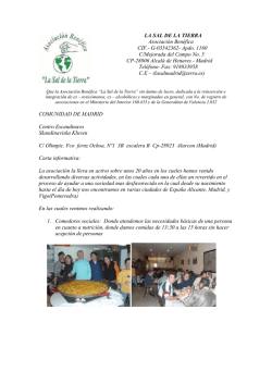 LA SAL DE LA TIERRA Asociaci&oacute;n Ben&eacute;fica CIF.- G