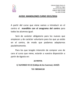 AVISO: MANDILONES CURSO 2015/2016 A partir del curso que