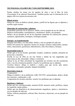 TECNOLOGIA: EXAMEN DE 3&ordm; ESO (SEPTIEMBRE 2015) Puedes