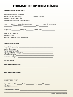 Historia cl&iacute;nica odontol&oacute;gica - Colegio Odontol&oacute;gico del Per&uacute;