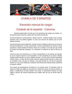 CHARLA DE 5 MINUTOS Elevaci&oacute;n manual de cargas Cuidado de