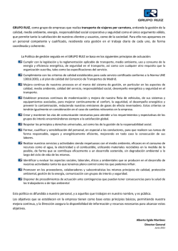 GRUPO RUIZ, como grupo de empresas que realiza transporte de