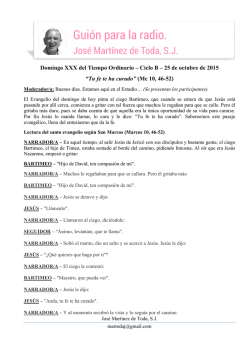 &ldquo;Tu fe te ha curado&rdquo; (Mc 10, 46-52)