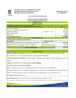 Costos Nuevo Ingreso Presencial 2016-1