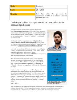 28-5 Dar&iacute;o Rojas publica libro que rescata las caracter&iacute;sticas del
