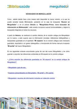 NOVEDADES EN MERGULLADOR Como sab&eacute;is desde hace unos