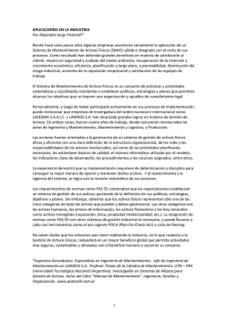 APLICACIONES EN LA INDUSTRIA Por Alejandro Jorge Pistarelli