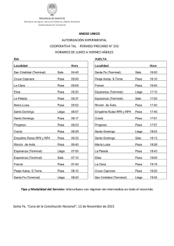 planilla anexa con grilla de horarios.