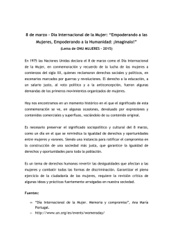 "Empoderando a las mujeres, Empoderando a la Humanidad: &iexcl;Imag&iacute;nalo