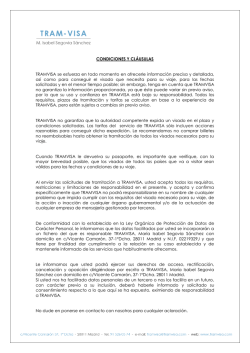 CONDICIONES Y CL&Aacute;USULAS TRAMVISA se esfuerza en todo