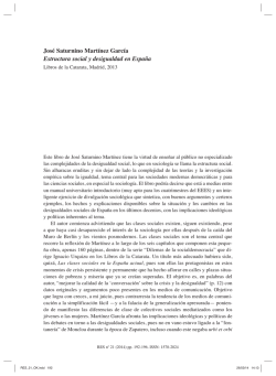 Jos&eacute; Saturnino Mart&iacute;nez Garc&iacute;a Estructura social y desigualdad en