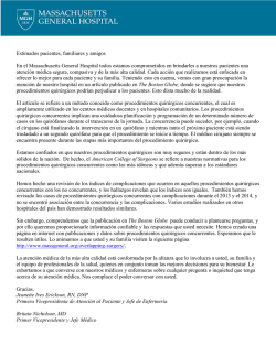 Estimados pacientes, familiares y amigos En el Massachusetts