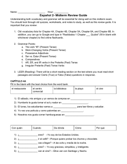 Espa&ntilde;ol 2 Midterm Review Guide