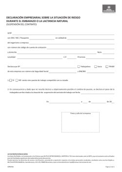 declaraci&oacute;n empresarial sobre la situaci&oacute;n de riesgo durante el