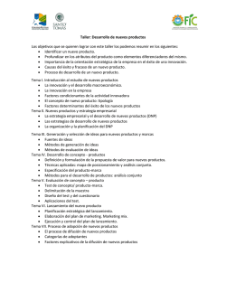 Taller: Desarrollo de nuevos productos Los objetivos que se quieren
