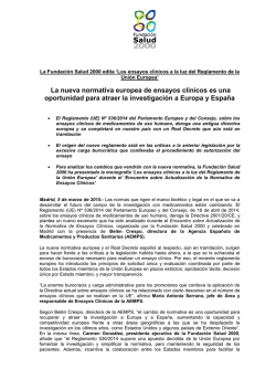 La nueva normativa europea de ensayos cl&iacute;nicos es una