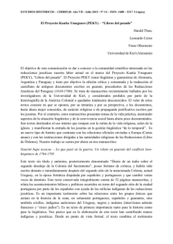 El Proyecto Kuatia Ymaguare (PEKY) &ndash; &ldquo;Libros del pasado&rdquo; Harald