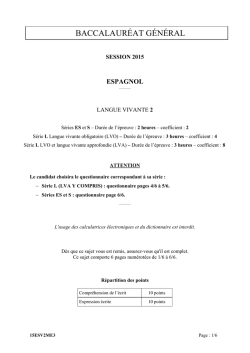 Sujet du bac S-ES-L Espagnol LV2 2015 - M&eacute;tropole - TI