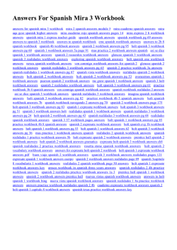 Answers For Spanish Mira 3 Workbook