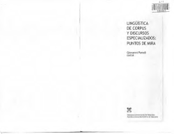 ling&uuml;&iacute;stica de corpus y discursos especializados: puntos de mira