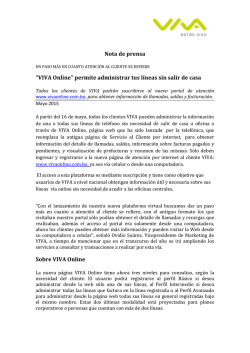 Nota de prensa "VIVA Online" permite administrar tus l&iacute;neas sin salir