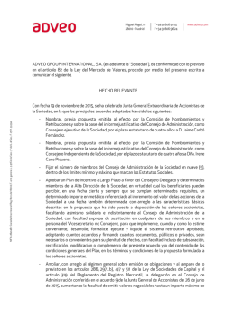 ADVEO GROUP INTERNATIONAL, S.A. (en adelante la &ldquo;Sociedad