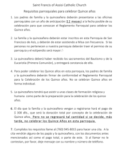 Quincea&ntilde;eras (XV) Parish Policy - St. Francis of Assisi Catholic