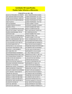 Cantidades NO especificadas. Pueden haber faltantes y diferencias.