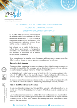 Toma de muestras para hemocultivo