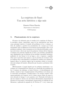 La conjetura de Saari Una nota hist&oacute;rica y algo m&aacute;s