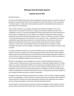 Mensaje Final del P. General