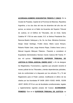 ACORDADA N&Uacute;MERO DOSCIENTOS TREINTA Y CINCO: En la