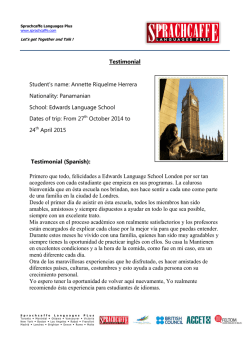 Testimonial Student`s name: Annette Riquelme