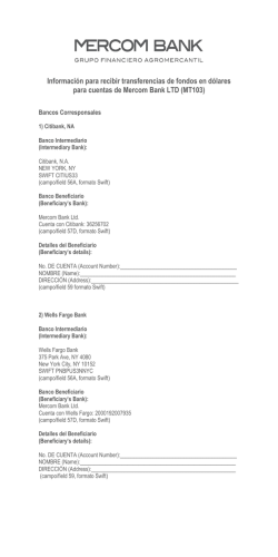 Informaci&oacute;n para transacciones en dolares.