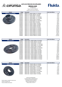 LISTA DE PRECIOS EN D&Oacute;LARES BRIDAS A105