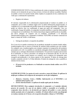 CONDICIONES DE VENTA: Estas condiciones de venta se exponen