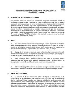 CONDICIONES GENERALES DEL PNUD APLICABLES A LAS