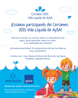 &iexcl;Estamos participando del Certamen 2015 Vida L&iacute;quida de AySA!
