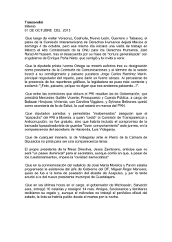 Trascendi&oacute; Milenio 01 DE OCTUBRE DEL 2015 :Que luego de