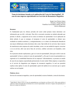 Toma de decisiones basada en la aplicaci&oacute;n del Costo de