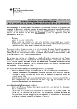 Instrucciones para permanencia sin visa en el territorio de los
