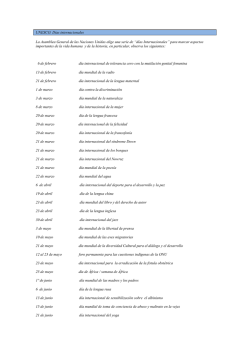 UNESCO. D&iacute;as internacionales La Asamblea General de las