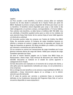 Legales: (1) Para acceder a este beneficio, la primera compra debe