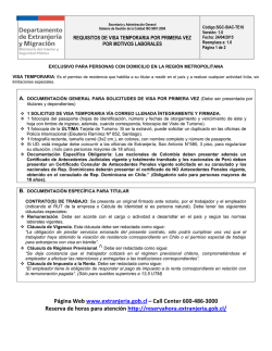 Visa Por Motivos Laborales - Departamento de Extranjer&iacute;a y Migraci&oacute;n