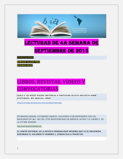 Lecturas de la Cuarta Semana de Septiembre 2015