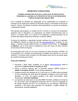 1 D&Eacute;CIMA SEXTA CONVOCATORIA Dirigida a