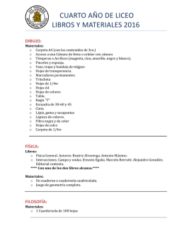 CUARTO A&Ntilde;O DE LICEO LIBROS Y MATERIALES 2016