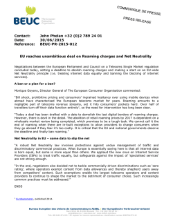 Contact: John Phelan +32 (0)2 789 24 01 Date: 30/06/2015