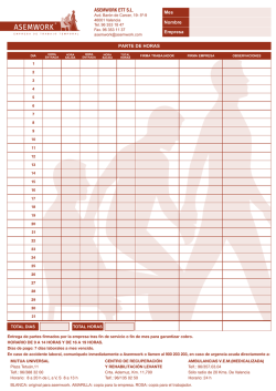 ASEMWORK ETT S.L. Mes Nombre Empresa PARTE DE HORAS