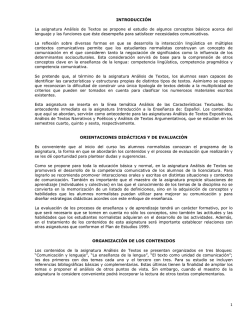 INTRODUCCI&Oacute;N La asignatura An&aacute;lisis de Textos